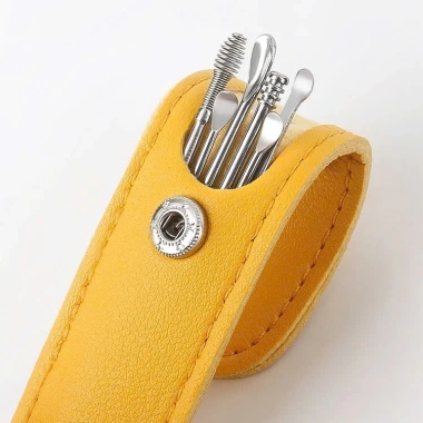 Bộ 6 Dụng Cụ Lấy Ráy Tai Thép Không Gỉ Bọc Túi Da - Vệ Sinh Tai Tiện Dụng Ưu Đãi