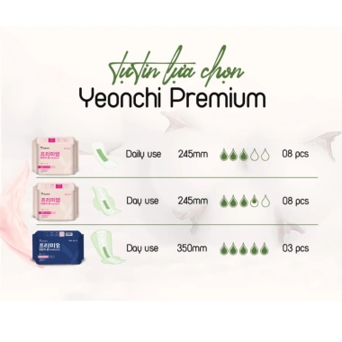 Bộ 6 gói Băng vệ sinh Yeonchi Premium Hàn Quốc 35cm siêu mỏng 0.1cm - Ban đêm, giá chỉ 41.000₫