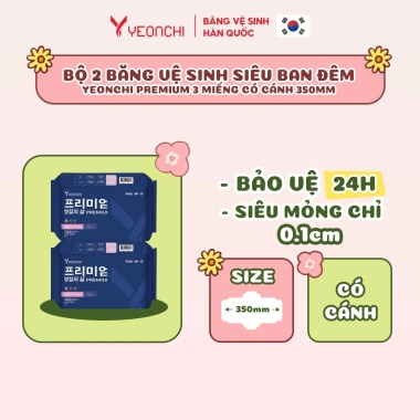 Bộ 6 gói Băng vệ sinh Yeonchi Premium Hàn Quốc 35cm siêu mỏng 0.1cm - Ban đêm, giá chỉ 41.000₫