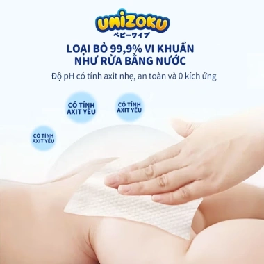 Bộ 6 gói khăn ướt UMIZOKU không cồn, không parabens - cao cấp cho bé, giá 98.100 VND