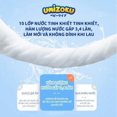 Bộ 6 gói khăn ướt UMIZOKU không cồn, không parabens - cao cấp cho bé, giá 98.100 VND
