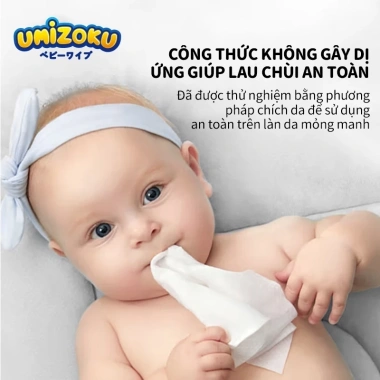 Bộ 6 gói khăn ướt UMIZOKU không cồn, không parabens - cao cấp cho bé, giá 98.100 VND
