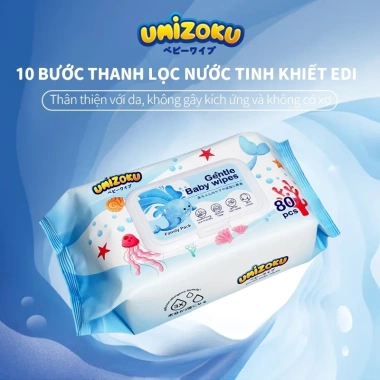 Bộ 6 gói khăn ướt UMIZOKU không cồn, không parabens - cao cấp cho bé, giá 98.100 VND