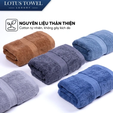 Bộ 6 khăn chậu áo 100% cotton siêu mềm mịn, thấm hút, dày dặn - Giá chỉ 225.000đ LOTUSTOWEL