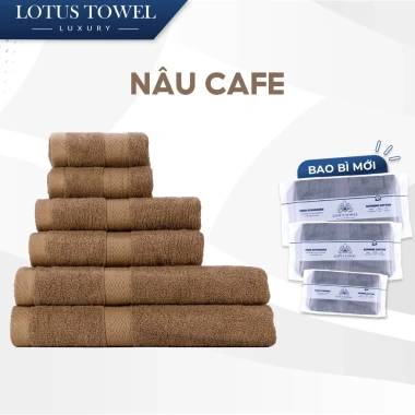 Bộ 6 Khăn Tắm LOTUS TOWEL 100% Cotton Cao Cấp - Mềm Mịn, Thấm Hút, Không Ra Màu, Giá 225.000đ