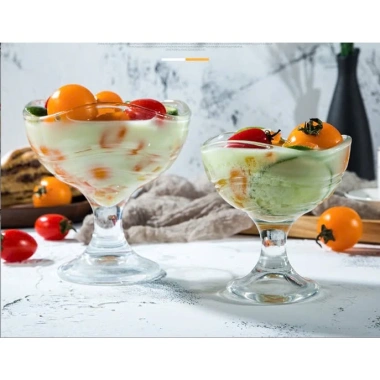 Bộ 6 ly kem thủy tinh sóng F187 - Dùng cho kem, sữa chua, chè, hoa quả - Giá ưu đãi 148.500đ