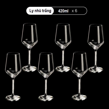 Bộ 6 ly rượu vang cao cấp chân lá vàng & chân nhũ, bình thở xoay 360° - Giá ưu đãi 600.000đ 9