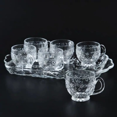 Bộ 6 ly thủy tinh cao cấp có quai cầm - Giá ưu đãi 63.000đ, chất lượng sang trọng cho bàn ăn hiện đại