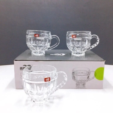 Bộ 6 ly thủy tinh cao cấp có quai cầm - Giá ưu đãi 63.000đ, chất lượng sang trọng cho bàn ăn hiện đại