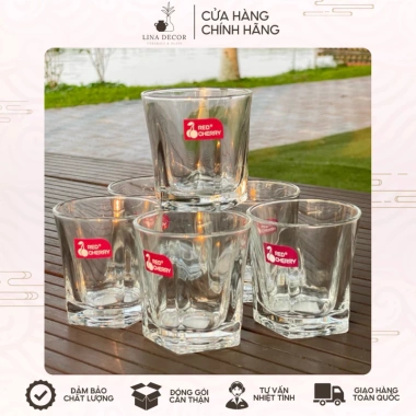 Bộ 6 ly thuỷ tinh dung tích 165ml Red Cherry - Chịu nhiệt tốt, Giá chỉ 49.000 VNĐ