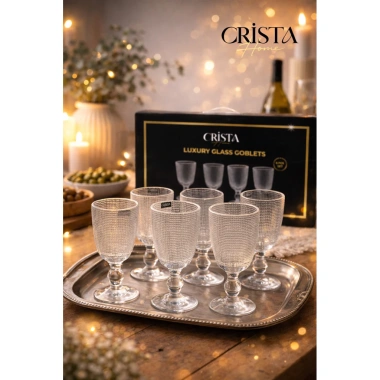Bộ 6 ly thủy tinh Vân Lưới Crista Home 240ml - Bán sỉ, giá chỉ 205.000, Quà Tết