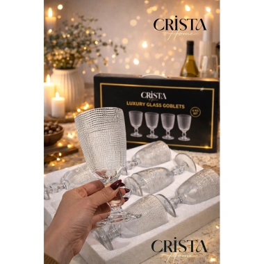 Bộ 6 ly thủy tinh Vân Lưới Crista Home 240ml - Bán sỉ, giá chỉ 205.000, Quà Tết