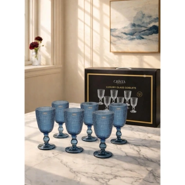 Bộ 6 ly thủy tinh vân lưới Crista Home – Cao cấp, 3 màu sang trọng, ưu đãi giá chỉ 205.000₫