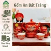 Bộ 6 mẫu ấm chén trà sứ Tro Xương Bát Tràng men đỏ cao cấp vẽ vàng Phú Quý giá ưu đãi
