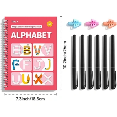 Bộ 6 Sách Viết Rãnh Ma Thuật Trẻ 3+ Tuổi - Bài Tập Viết Tay Tái Dùng, Hỗ Trợ Sửa Lỗi