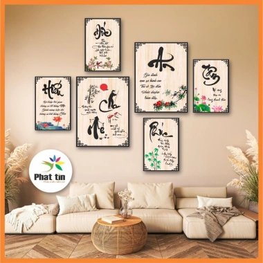 Bộ 6 tranh thư pháp cha mẹ, gia đình hạnh phúc - Formex dán tường, keo sẵn, decor phòng xinh, giá ưu đãi 86.400₫ 4