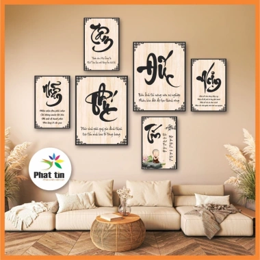 Bộ 6 tranh thư pháp cha mẹ, gia đình hạnh phúc - Formex dán tường, keo sẵn, decor phòng xinh, giá ưu đãi 86.400₫ 6