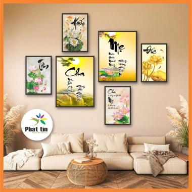 Bộ 6 tranh thư pháp cha mẹ, gia đình hạnh phúc - Formex dán tường, keo sẵn, decor phòng xinh, giá ưu đãi 86.400₫ 8