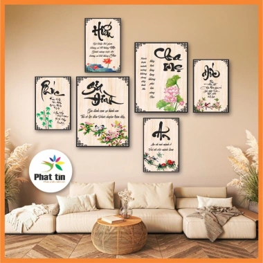 Bộ 6 tranh thư pháp cha mẹ, gia đình hạnh phúc - Formex dán tường, keo sẵn, decor phòng xinh, giá ưu đãi 86.400₫ 10