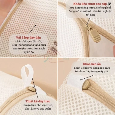 Bộ 6 túi giặt cao cấp thêu hình chữ, dây đan bền, khóa kéo chắc chắn - giá ưu đãi 80.900₫, thiết kế sang trọng