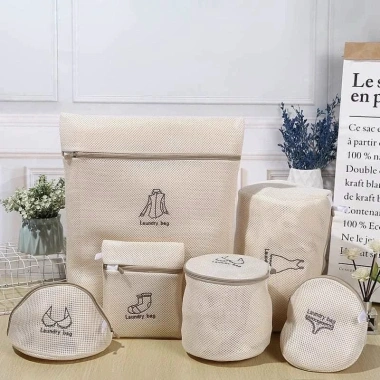 Bộ 6 túi giặt cao cấp thêu hình chữ, dây đắn, khóa kéo chắc chắn - Giá chỉ 90k, bảo hành