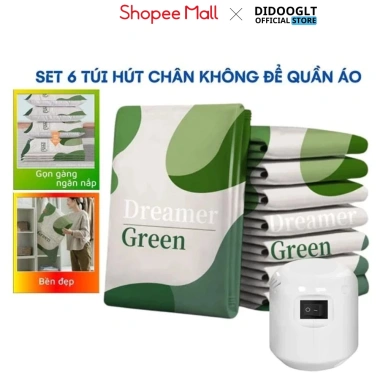Bộ 6 Túi Hút Chân Không DIDOOGLT Chăn Màn Quần Áo Bơm Điện 3 Kích Cỡ Giá 175.000