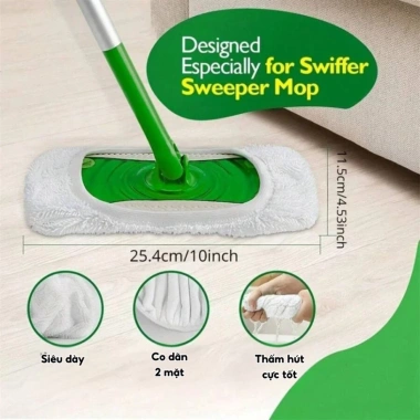 Bộ 6 Vải Lau Nhà Microfiber Thấm Hút, Tái Sử Dụng, Swiffer Lông Chó Mèo ENO LN03 - 100k 3