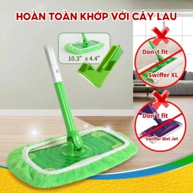 Bộ 6 Vải Lau Nhà Microfiber Thấm Hút, Tái Sử Dụng, Swiffer Lông Chó Mèo ENO LN03 - 100k 6