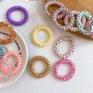 Bộ 6 vòng tóc Chun cột lò xo đủ màu cho nữ - Đàn hồi, bền, chỉ 25.000đ