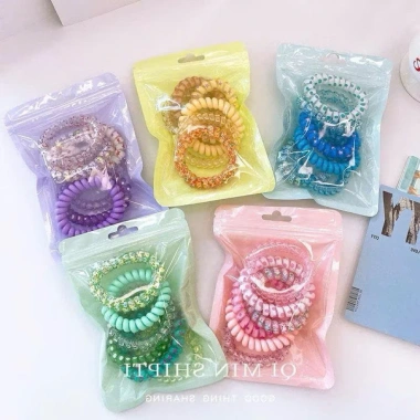 Bộ 6 vòng tóc Chun cột lò xo đủ màu cho nữ - Đàn hồi, bền, chỉ 25.000đ