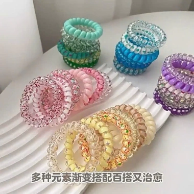 Bộ 6 vòng tóc Chun cột lò xo đủ màu cho nữ - Đàn hồi, bền, chỉ 25.000đ