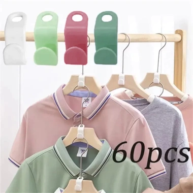 Bộ 60 Móc Treo Nhựa Kết Nối Xếp Chồng Tiết Kiệm Không Gian Đa Năng Quần Áo 46.200 VND