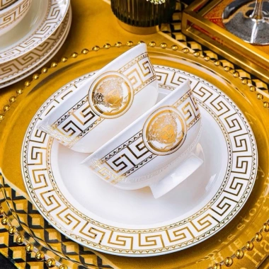 Bộ 60 món bát đĩa sứ xương cao cấp họa tiết Ve-sa-ce phong cách hoàng gia sang trọng, thiết kế tinh tế, cho gia đình, giá ưu đãi 1.1 triệu 6