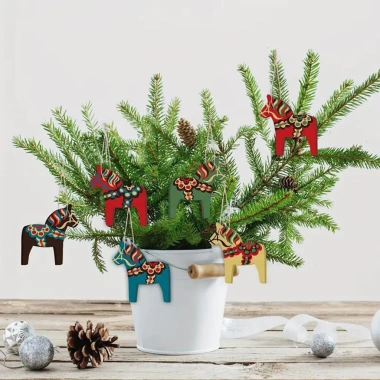 Bộ 6/12 Đồ Trang Trí Giáng Sinh Ngựa Đa Màu – Dây Buộc, Treo Tường, Treo Cây, Bền Bỉ, Giá 50.600₫