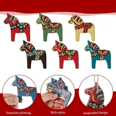 Bộ 6/12 Đồ Trang Trí Giáng Sinh Ngựa Đa Màu – Dây Buộc, Treo Tường, Treo Cây, Bền Bỉ, Giá 50.600₫