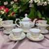 Bộ 7 mẫu ấm chén pha trà Bát Tràng men trắng vẽ vàng - Thiết kế Vinh Hoa Phú Quý, giá ưu đãi 461.957 VND 3