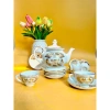 Bộ 7 mẫu ấm chén pha trà Bát Tràng men trắng vẽ vàng - Thiết kế Vinh Hoa Phú Quý, giá ưu đãi 461.957 VND 5