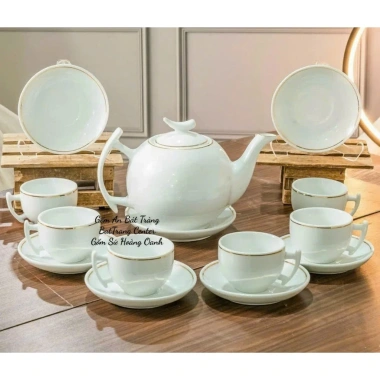 Bộ 7 mẫu ấm chén pha trà gốm sứ Bát Tràng kẻ chỉ vàng kim 24K đặc biệt thiết kế sang trọng - In logo, in chữ, giá ưu đãi 338.220₫ 5