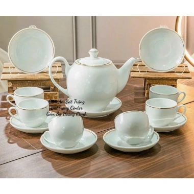Bộ 7 mẫu ấm chén pha trà gốm sứ Bát Tràng kẻ chỉ vàng kim 24K đặc biệt thiết kế sang trọng - In logo, in chữ, giá ưu đãi 338.220₫ 9