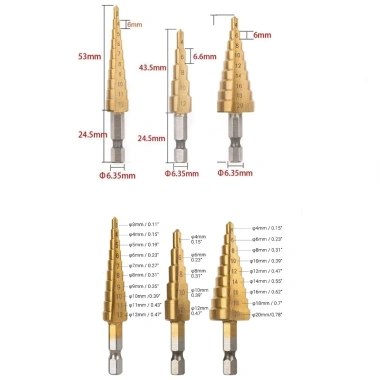 Bộ 7 mũi khoan tháp đa năng HSS mạ Titan - Siêu bền, cắt gỗ, kim loại, giá chỉ 65k 5 Bộ 7 mũi khoan tháp đa năng HSS mạ Titan - Siêu bền, cắt gỗ, kim loại, giá chỉ 65k 5