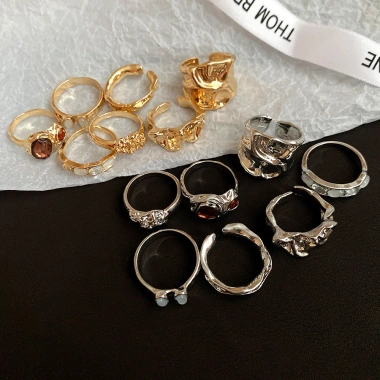 Bộ 7 Nhẫn Mở Phong Cách Đường Phố Retro - Phụ Kiện Sang Trọng, Giá Giảm 27K 2