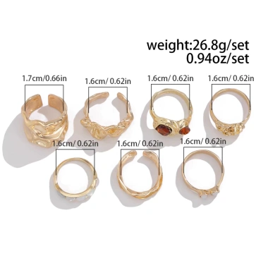 Bộ 7 Nhẫn Mở Phong Cách Đường Phố Retro - Phụ Kiện Sang Trọng, Giá Giảm 27K 5