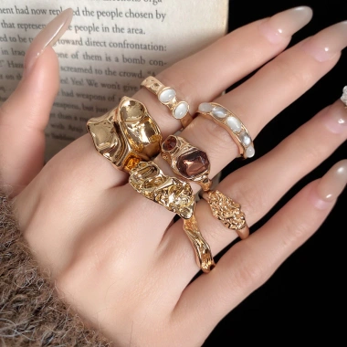 Bộ 7 Nhẫn Mở Phong Cách Đường Phố Retro - Phụ Kiện Sang Trọng, Giá Giảm 27K 6