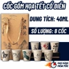 Bộ 8 chén trà men thô họa tiết cổ điển 4 mùa – quà tặng, giá 75.000 VND