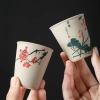 Bộ 8 chén trà men thô họa tiết cổ điển 4 mùa – quà tặng, giá 75.000 VND 2