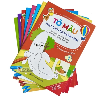 Bộ 8 Cuốn Sách Tô Màu Song Ngữ Anh Việt, Phát Triển Trí cho Bé 2-6 tuổi 18.900 VND