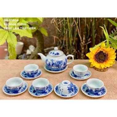 Bộ 8 loại Ấm Chén men Lam cổ Bát Tràng Trúc Lâm Thất Hiền - Giá ưu đãi 125k 10