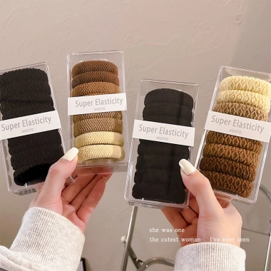 Bộ 8 Miếng Scrunchies Dây Tóc Co Giãn Cao Sợi Dày Vải Đuôi Ngựa - Phong Cách Nữ, Giá 39.102₫