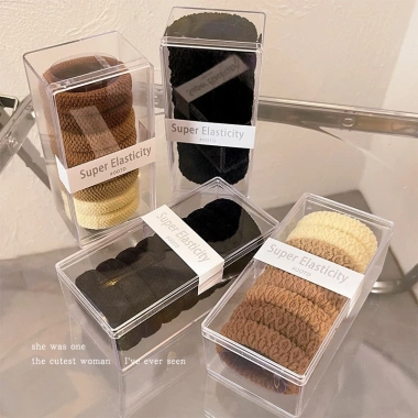 Bộ 8 Miếng Scrunchies Dây Tóc Co Giãn Cao Sợi Dày Vải Đuôi Ngựa - Phong Cách Nữ, Giá 39.102₫