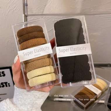 Bộ 8 Miếng Scrunchies Dây Tóc Co Giãn Cao Sợi Dày Vải Đuôi Ngựa - Phong Cách Nữ, Giá 39.102₫